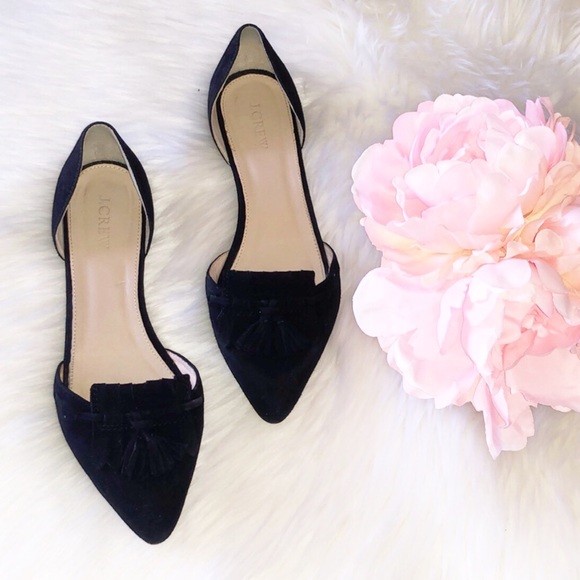 J. Crew Shoes - J. CREW Black Suede Leather Tassel Flats